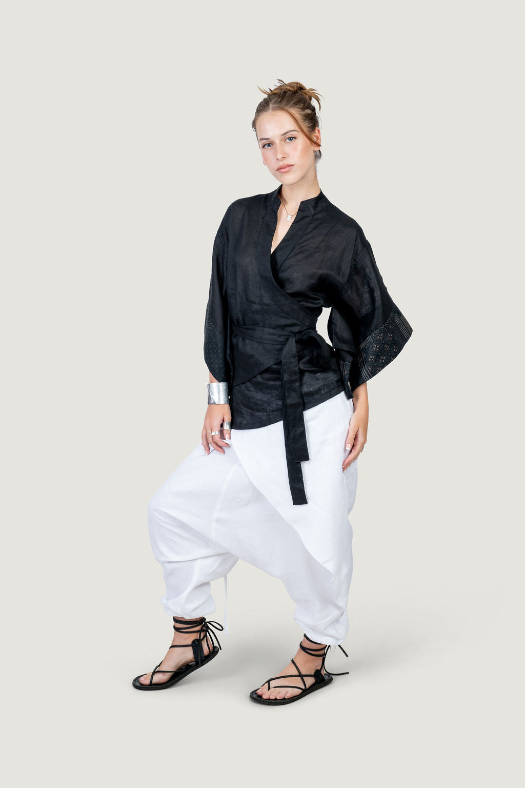 Linen Wrap Kimono shirt