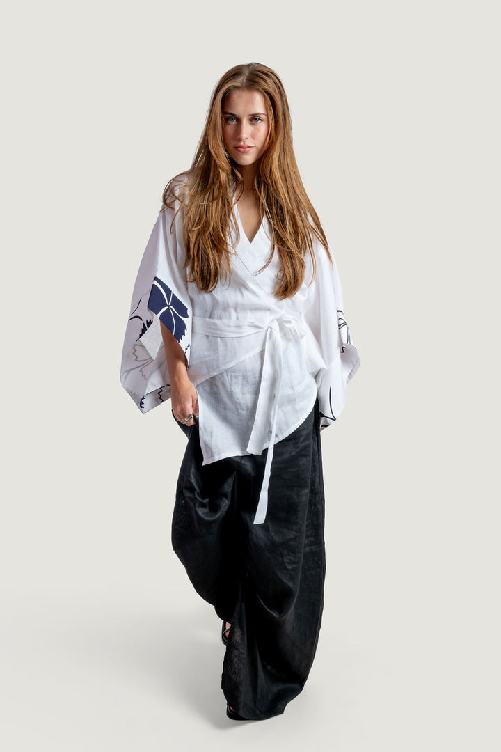 Linen Wrap Kimono shirt